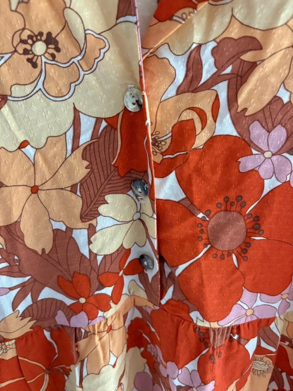 Show Me Your Mumu Orange Pink Cream Floral Tiered Dress - Picture 6 of 11